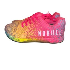 Women’s NOBULL Neon Glitch Pink Multicolor Rainbow Trainers Sneakers Sz 8